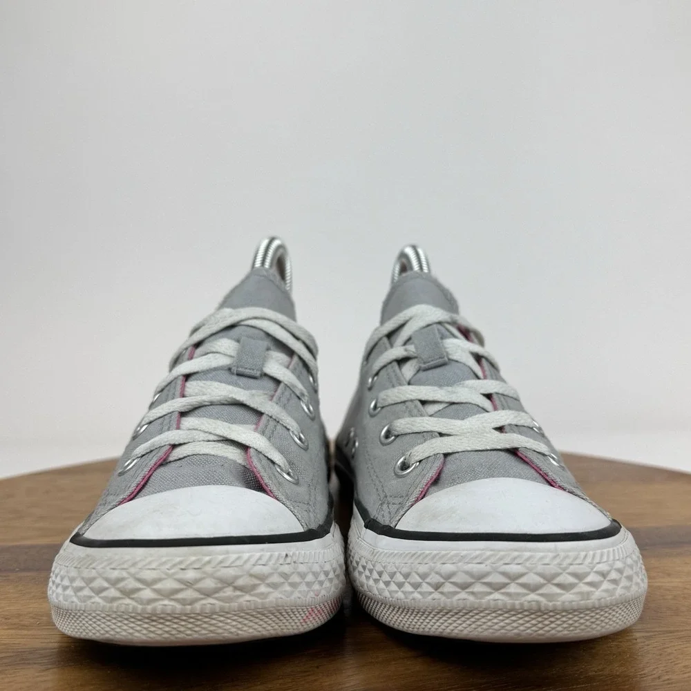 Big Kids Girls Converse CTAS Double Tongue Gray Pink Low Sneakers Shoes Size 3 Y